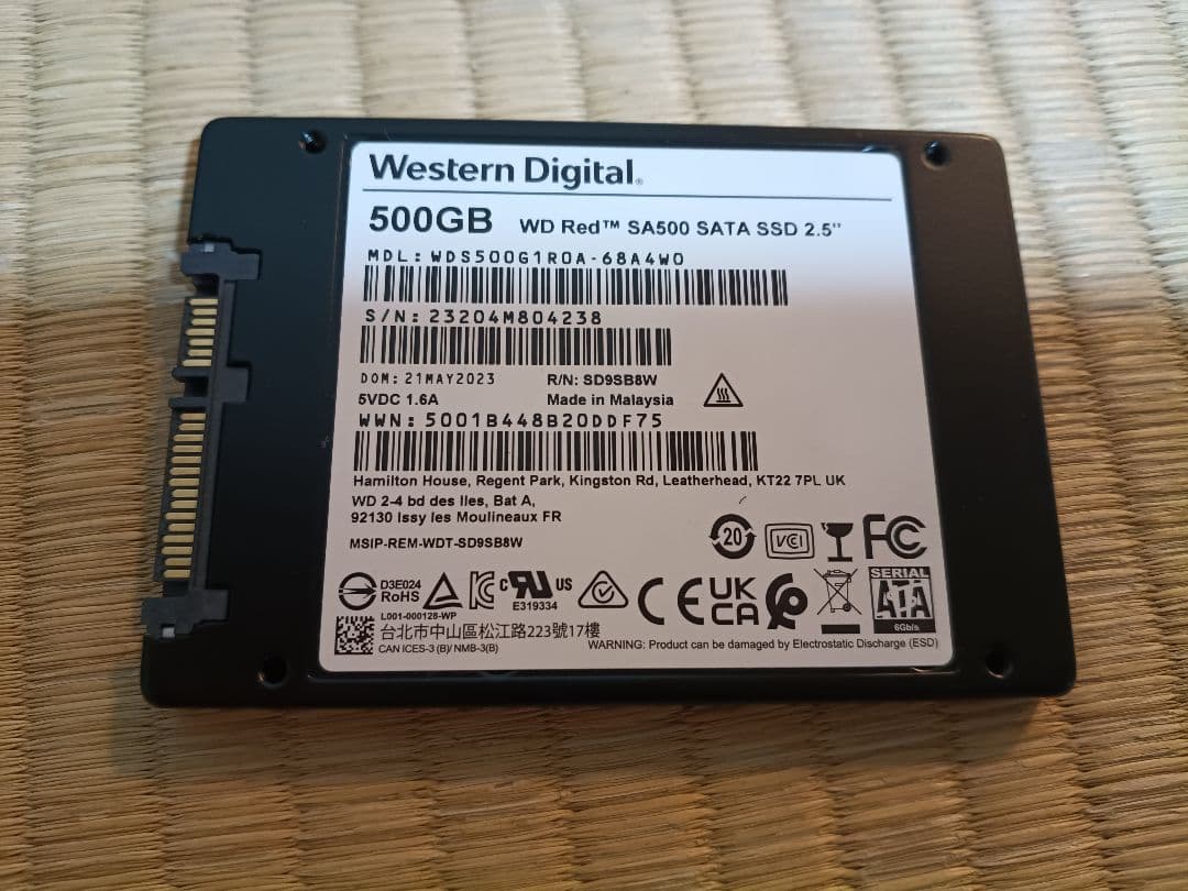 【特価】WD Red SA500 500GB SATA SSD 健康度100%
