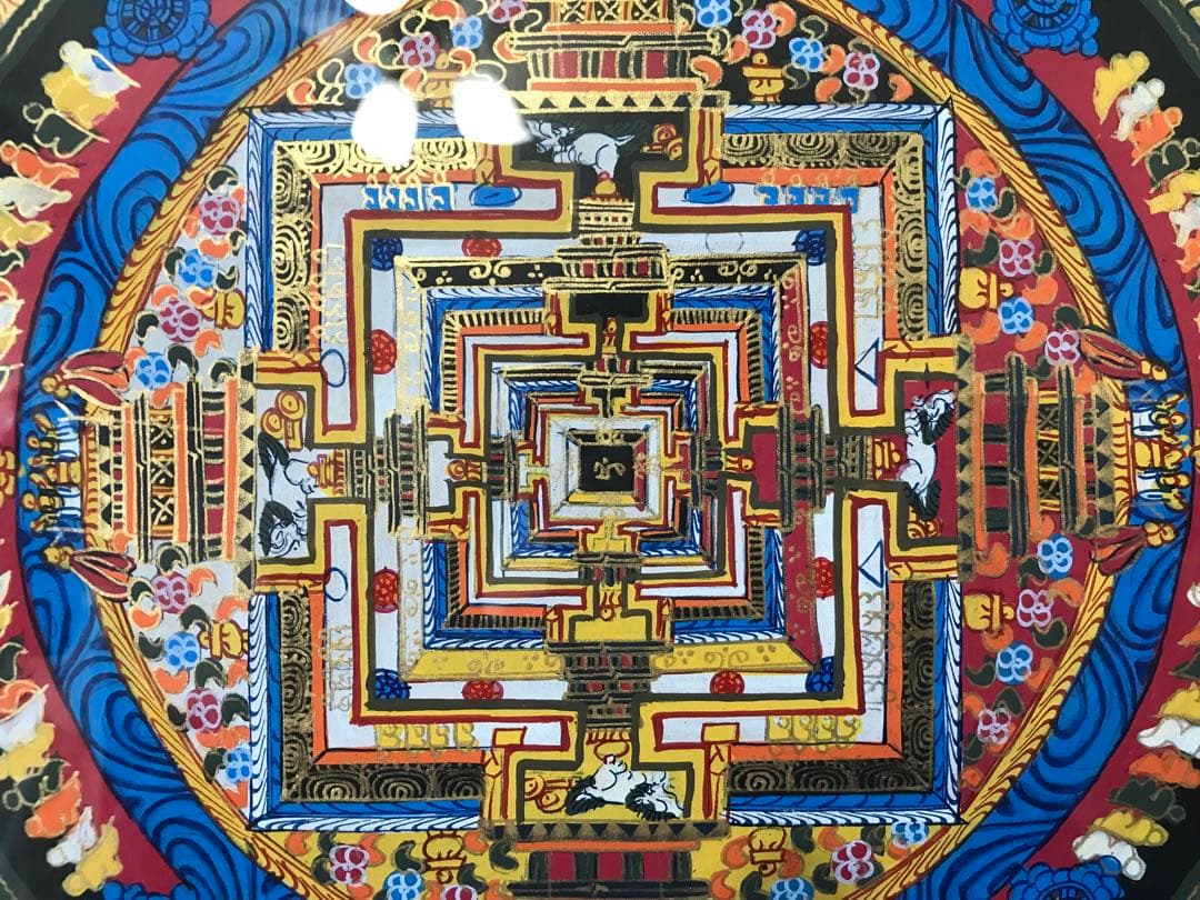 【美品】カーラチャクラ　曼荼羅　マンダラ　原画　チベット　額付き