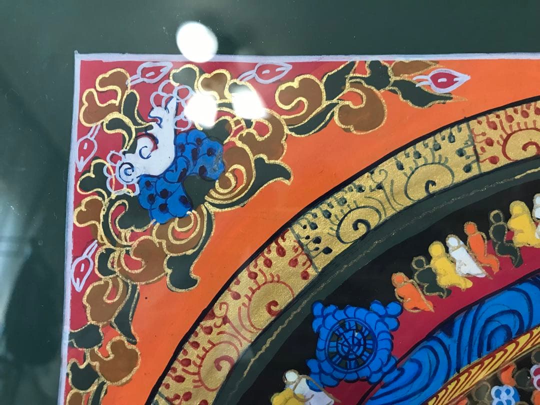 【美品】カーラチャクラ　曼荼羅　マンダラ　原画　チベット　額付き