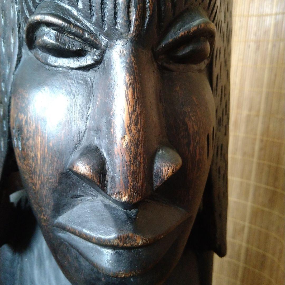 アフリカ  女性像  黒檀木彫り  時代物