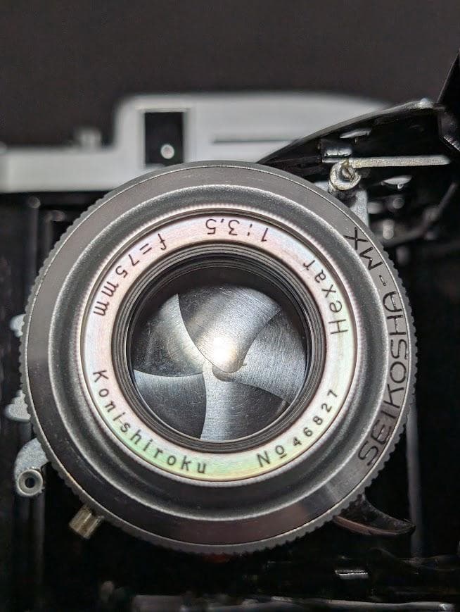 【完動品・美品】 KONICA 小西六 Pearl Ⅲ 蛇腹 中判フィルムカメラ