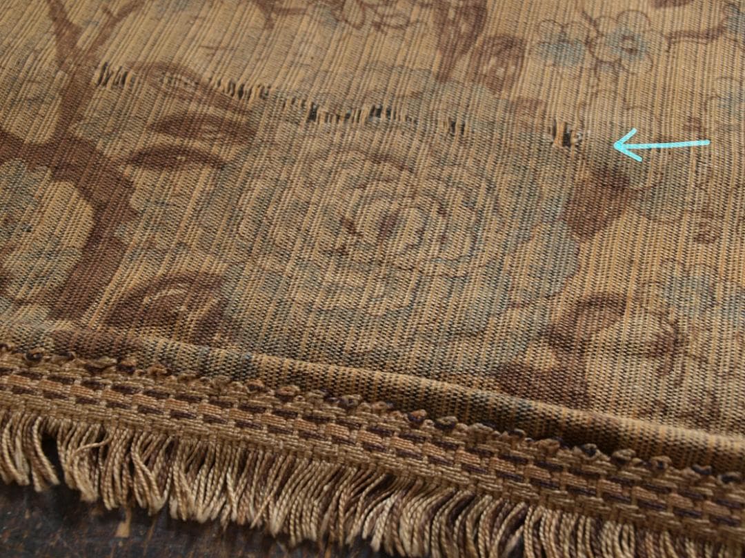 カーテンパネル 鳥花 アール・デコ タペストリ 古布 ファブリック /J089