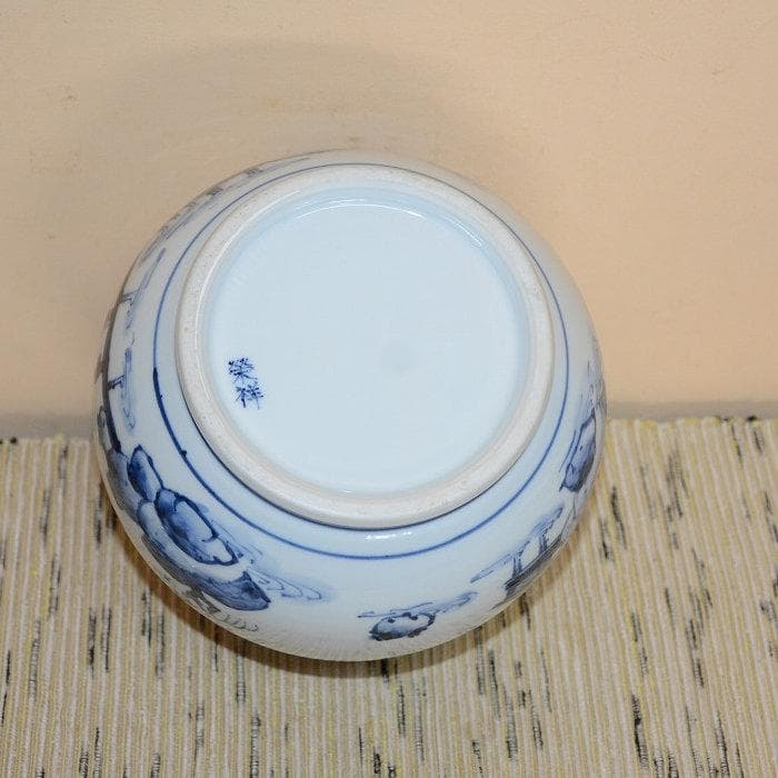 茶道具　水指　京焼　染付山水図水指　美品　古物　山本栄祥　送料込み