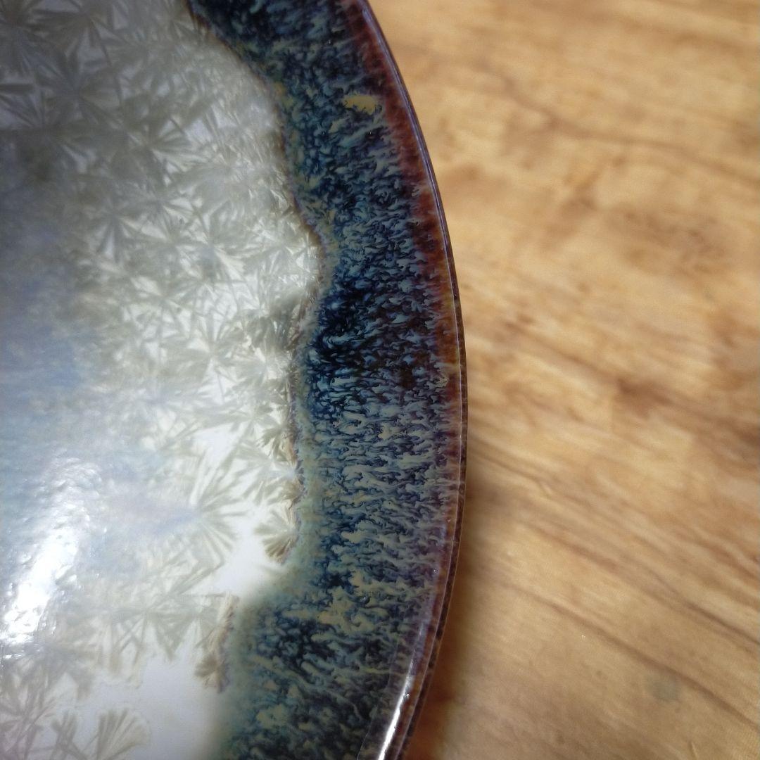 【新品・未使用!!】作家物　一点物　水色と白色の花模様抹茶碗