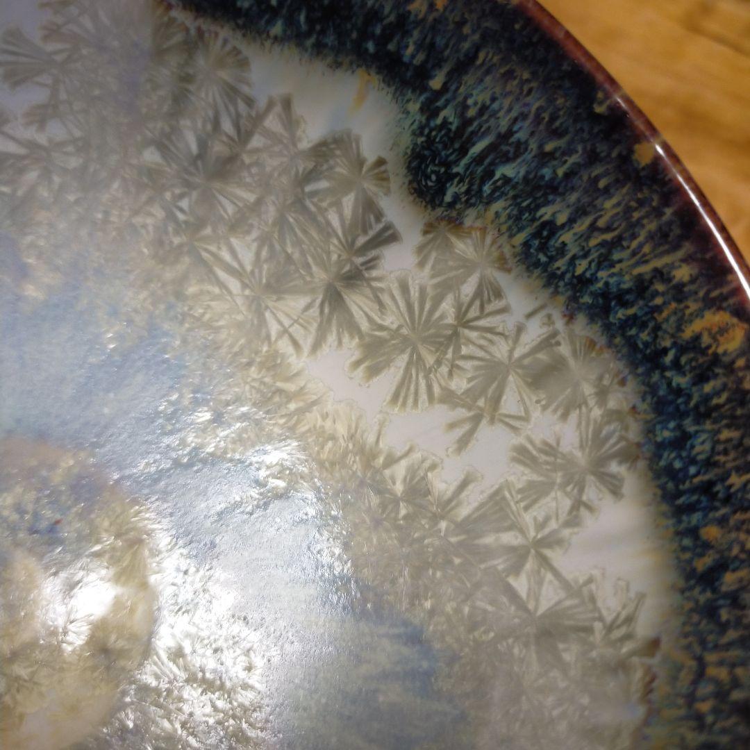 【新品・未使用!!】作家物　一点物　水色と白色の花模様抹茶碗