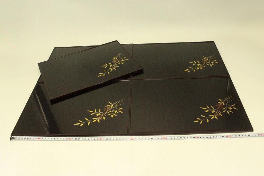 高級漆器 会津 会席膳 五枚 南天(メ1598)