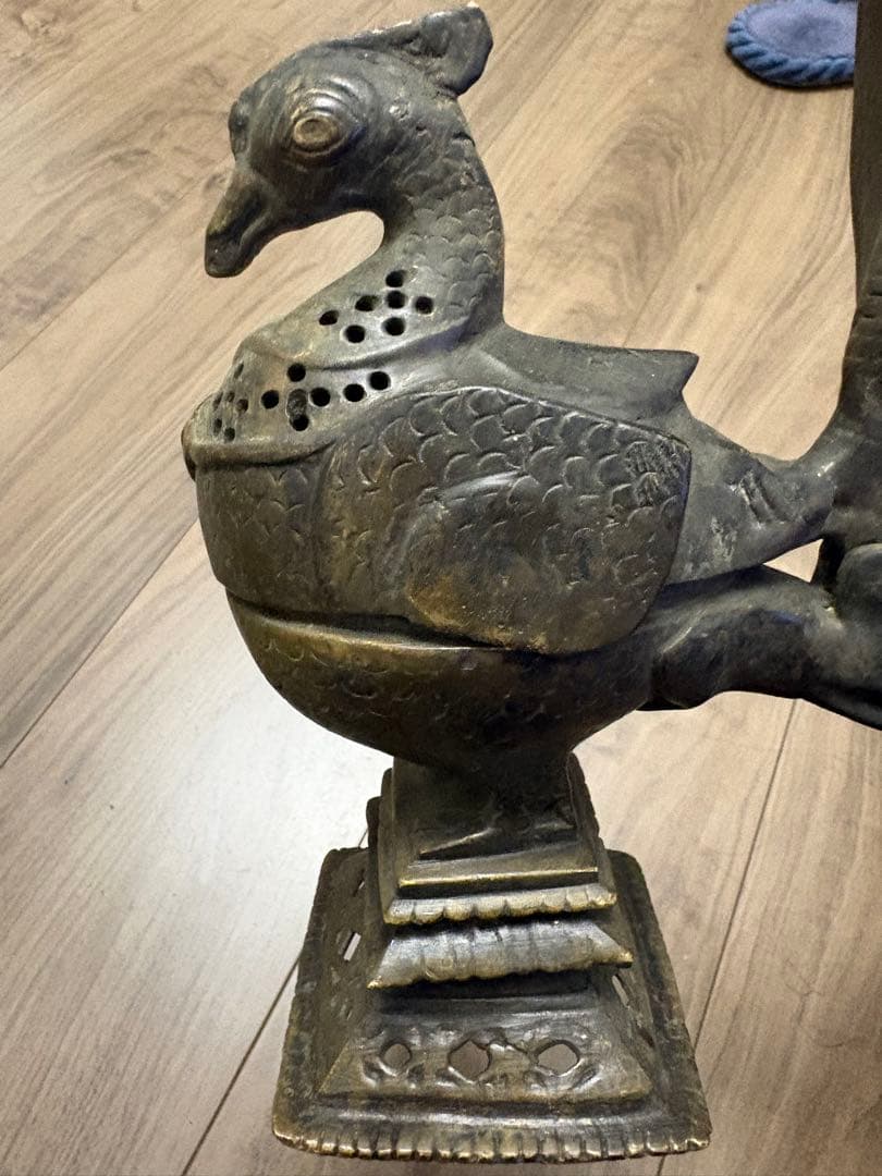 鳳凰香炉 古銅製 時代物 約1600克 旧藏