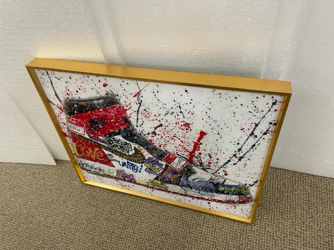 水晶絵　NIKE　ナイキ　スニーカー　アートパネル　絵　絵画　額絵　額縁　アート