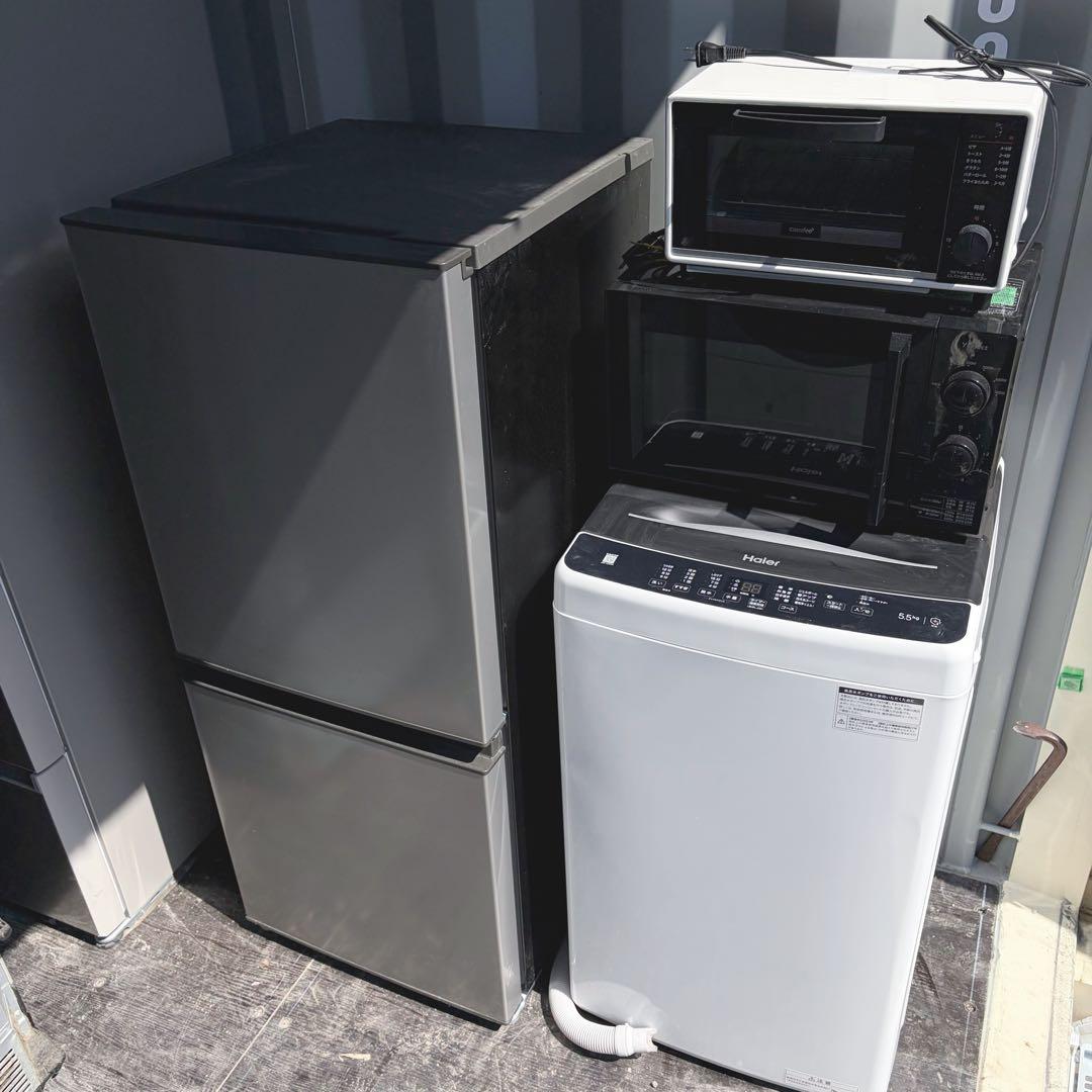 取付無料！スタイリッシュブラックAQUA冷蔵庫洗濯機電子レンジオーブントースター