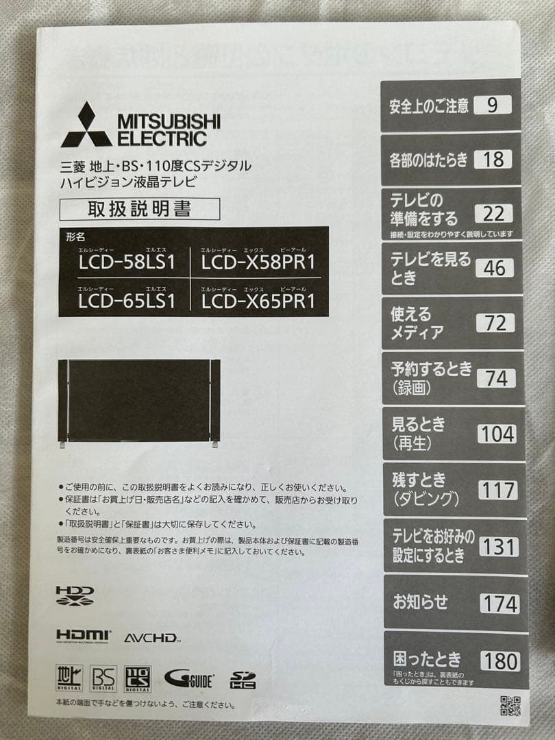 三菱　液晶テレビ LCD-58LS1