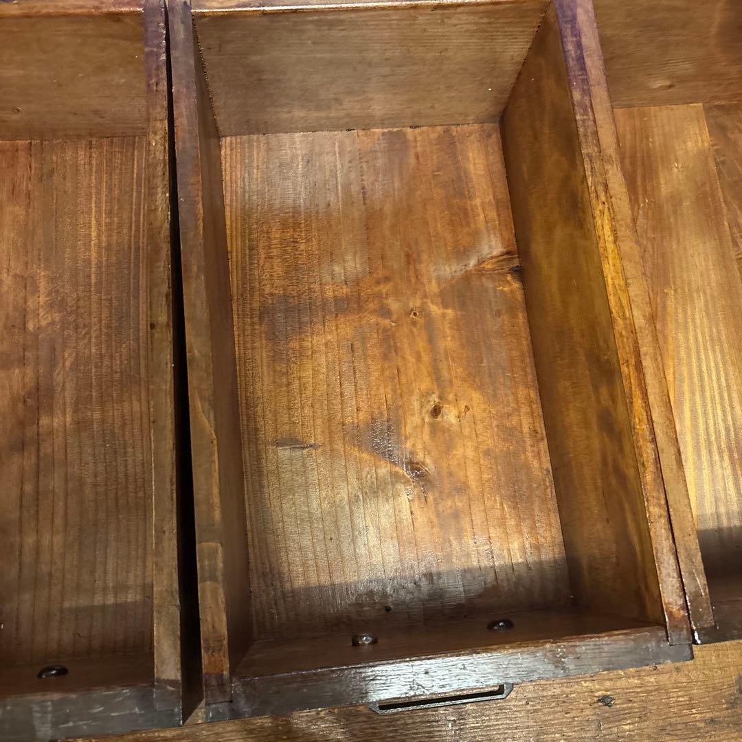 木製　木箱　3個　引き出し ダークブラウン　ヴィンテージ　アンティーク