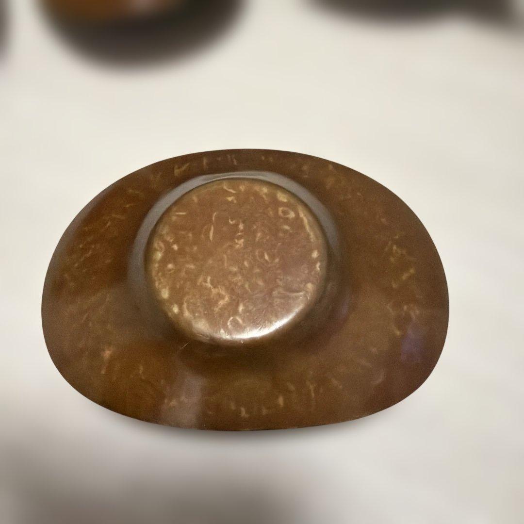 茶器セット 急須 茶托5客 茶筒 建水木箱入り 銅製 レトロ