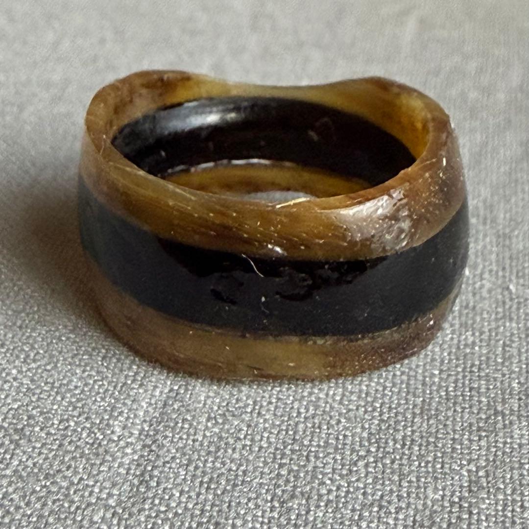鯨髭板リング 二層デザイン 幅広 天然素材 指輪 ハンドメイド 約9号