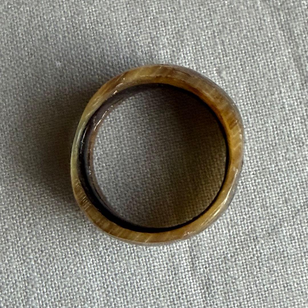 鯨髭板リング 二層デザイン 幅広 天然素材 指輪 ハンドメイド 約9号