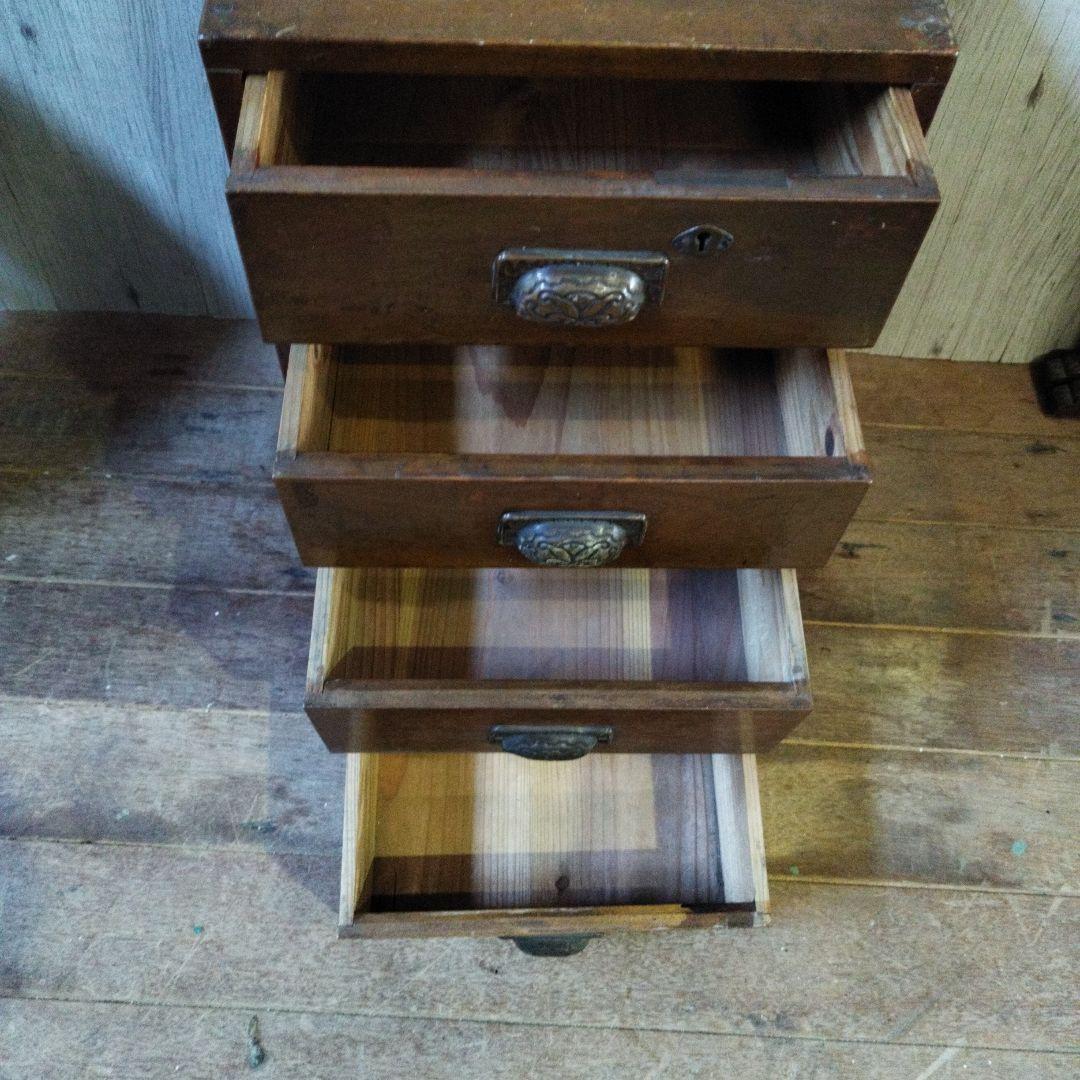 昭和レトロ 木製4段引き出し 収納 古家具 アンティーク家具 ヴィンテージ家具