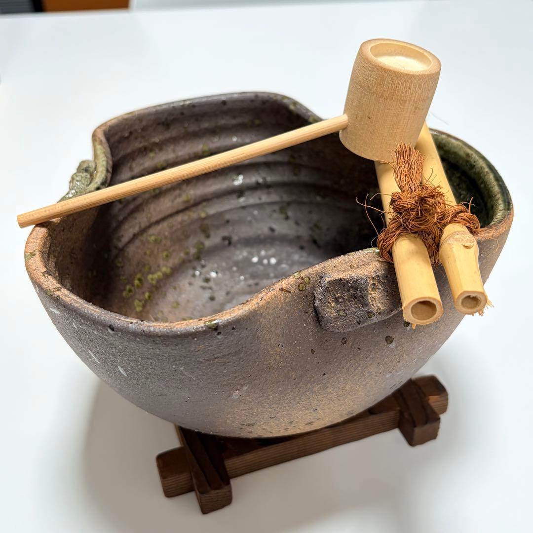 信楽焼　つくばい　茶道　茶道具　和のインテリア