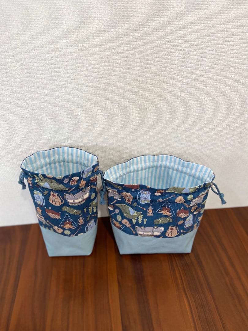 キャンプ柄 ハンドメイドレッスンバッグ入園入学準備　男の子　北欧風　5点セット