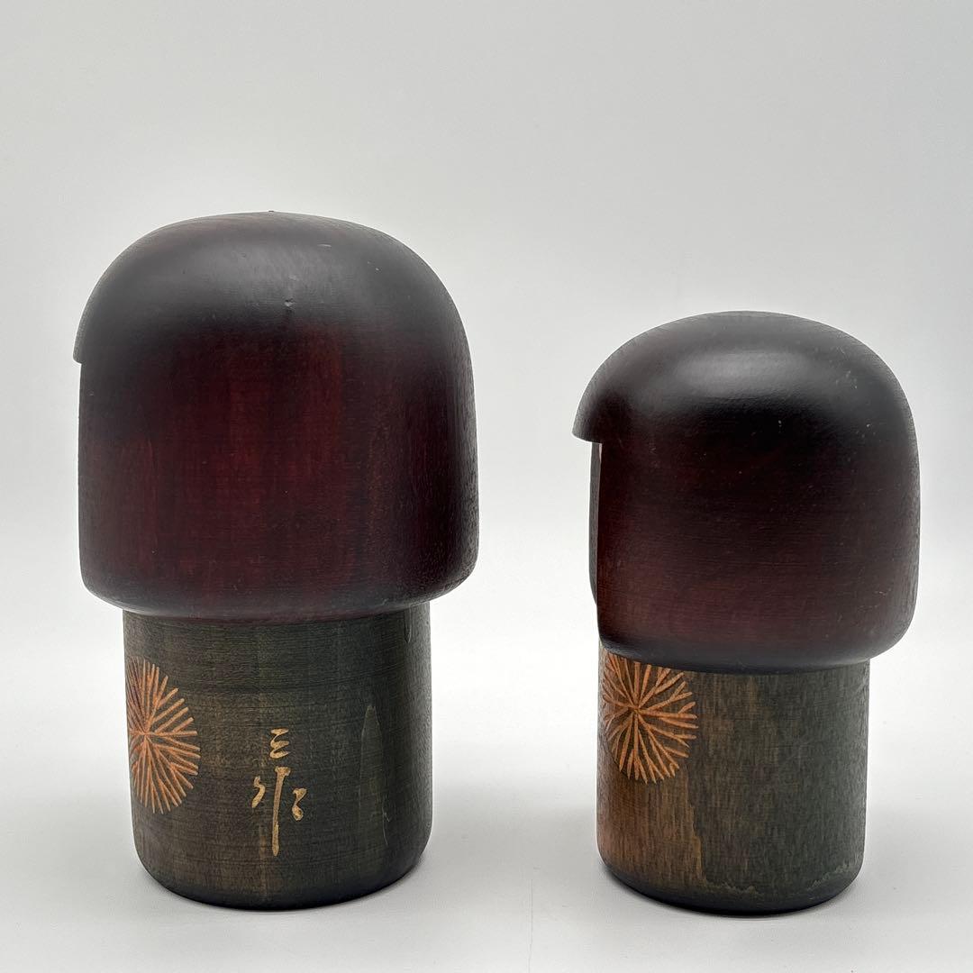 こけし 関口三作 童女 Japanese Kokeshi Doll Pair