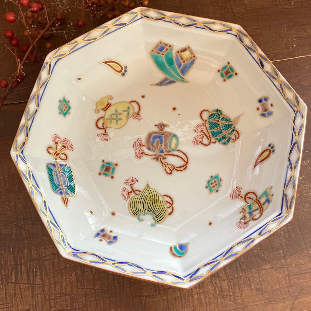 九谷焼宝尽絵八角皿　茶道具懐石茶箱鵬雲斎坐忘斎淡々斎即中斎而妙斎七事式水屋道具