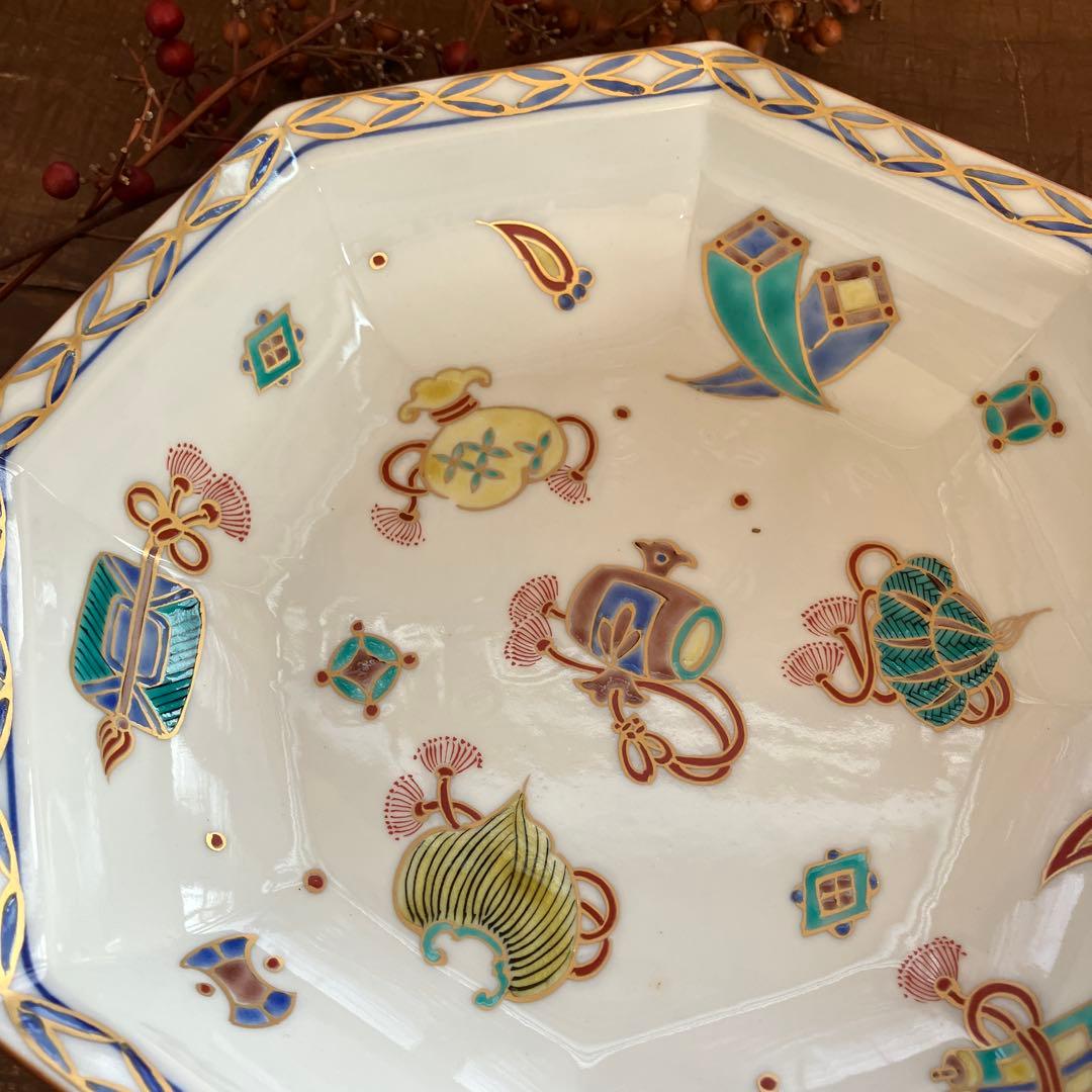 九谷焼宝尽絵八角皿　茶道具懐石茶箱鵬雲斎坐忘斎淡々斎即中斎而妙斎七事式水屋道具