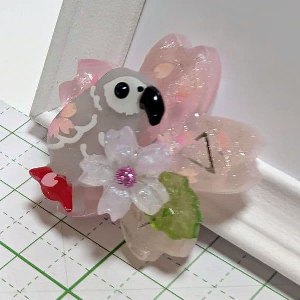 ヨウム　レジンヘアゴム　桜　メタルパーツ△