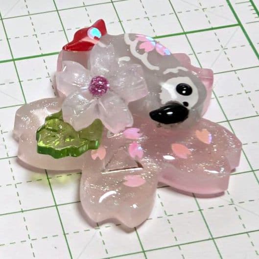 ヨウム　レジンヘアゴム　桜　メタルパーツ△