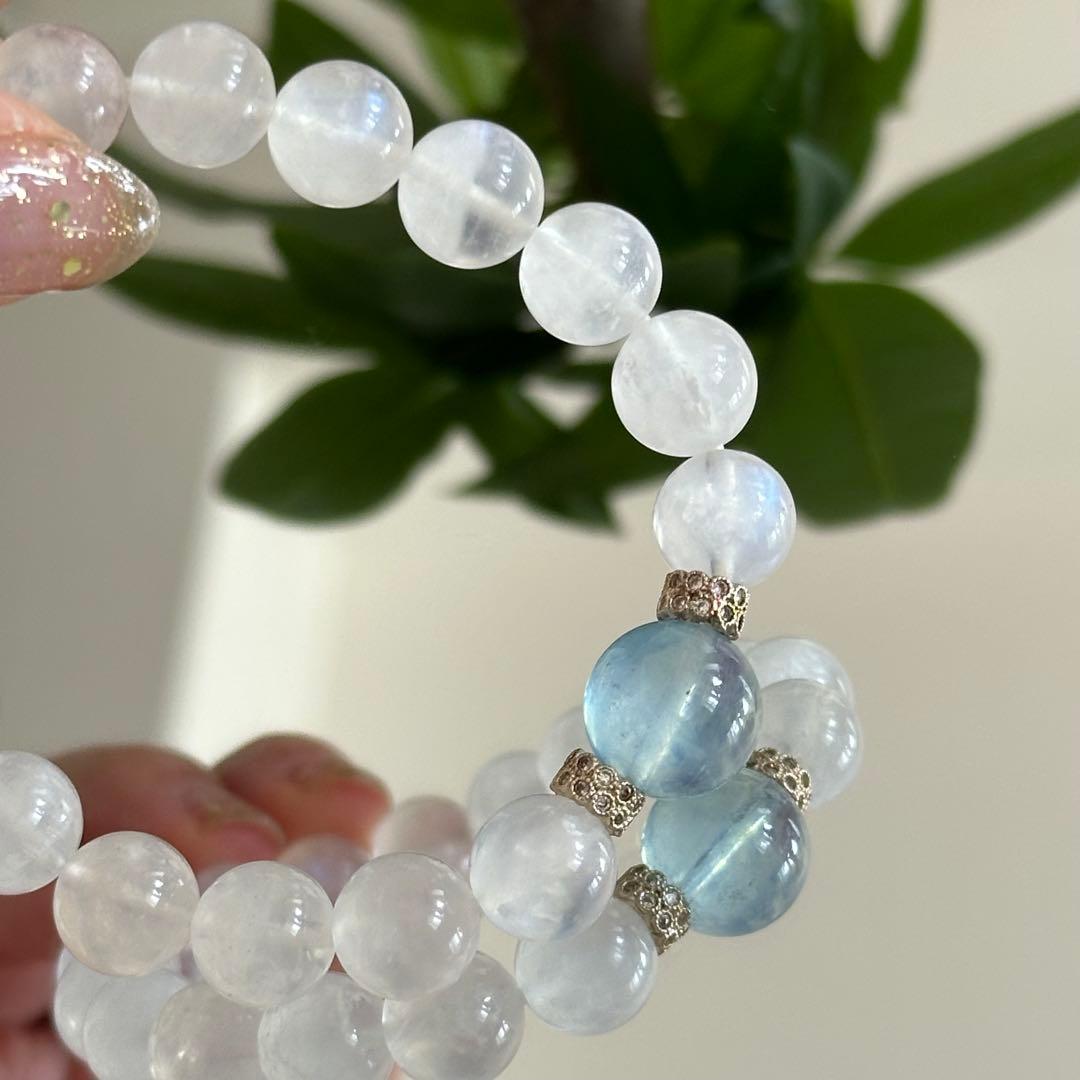 高品質 アクアマリン♡ ＆ブルームーンストーン♡ブレスレット 天然石