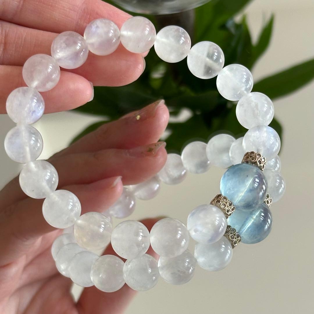 高品質 アクアマリン♡ ＆ブルームーンストーン♡ブレスレット 天然石