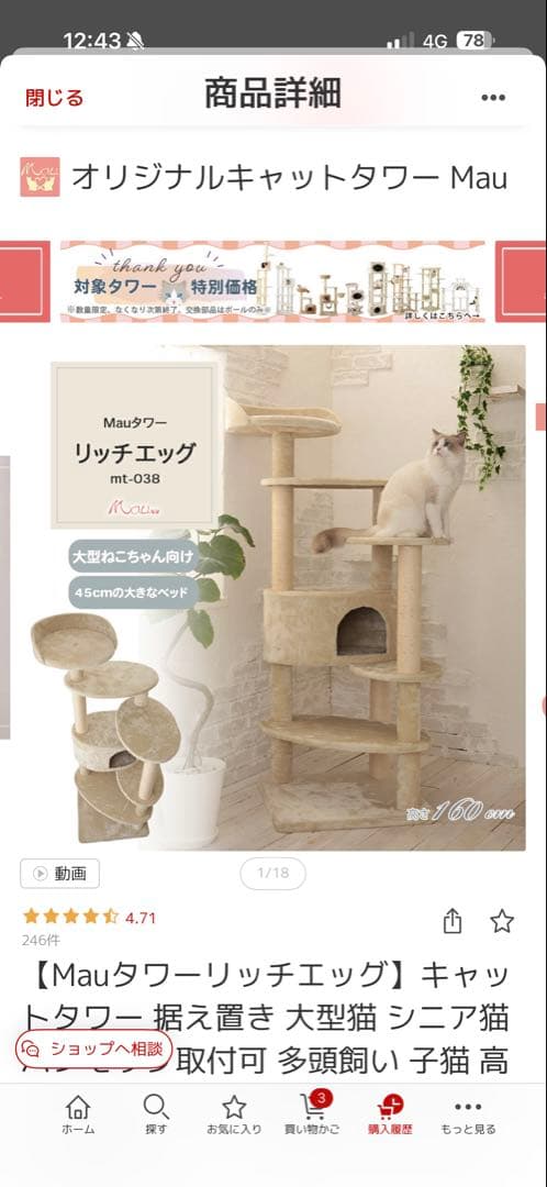 Mau 据え置き型キャットタワー　リッチエッグ
