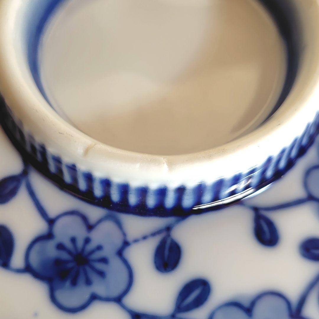 伊万里 染付 蓋付き茶碗 6客 飯碗 梅 レトロ アンティーク 春