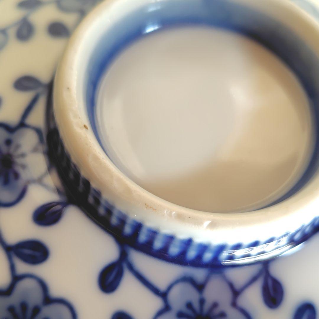 伊万里 染付 蓋付き茶碗 6客 飯碗 梅 レトロ アンティーク 春