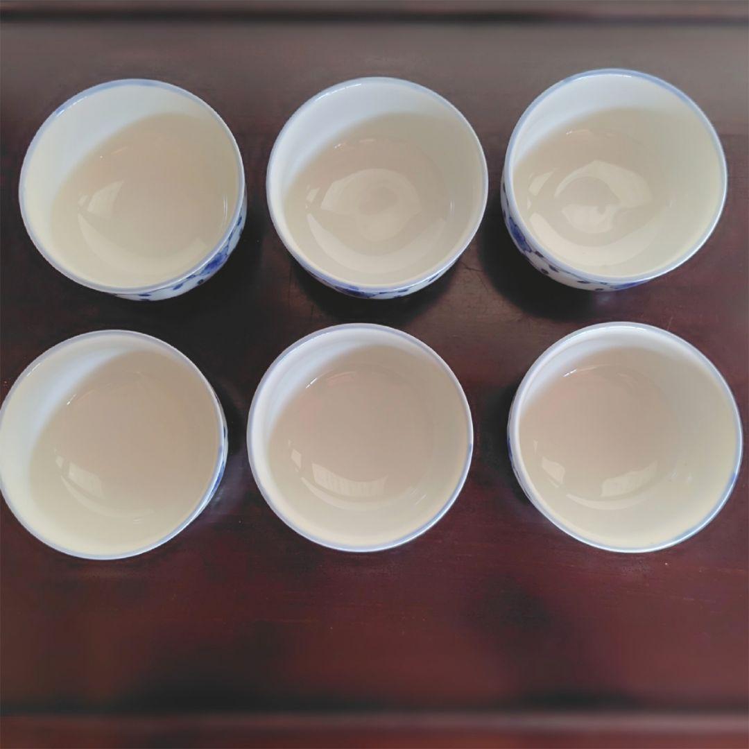 伊万里 染付 蓋付き茶碗 6客 飯碗 梅 レトロ アンティーク 春