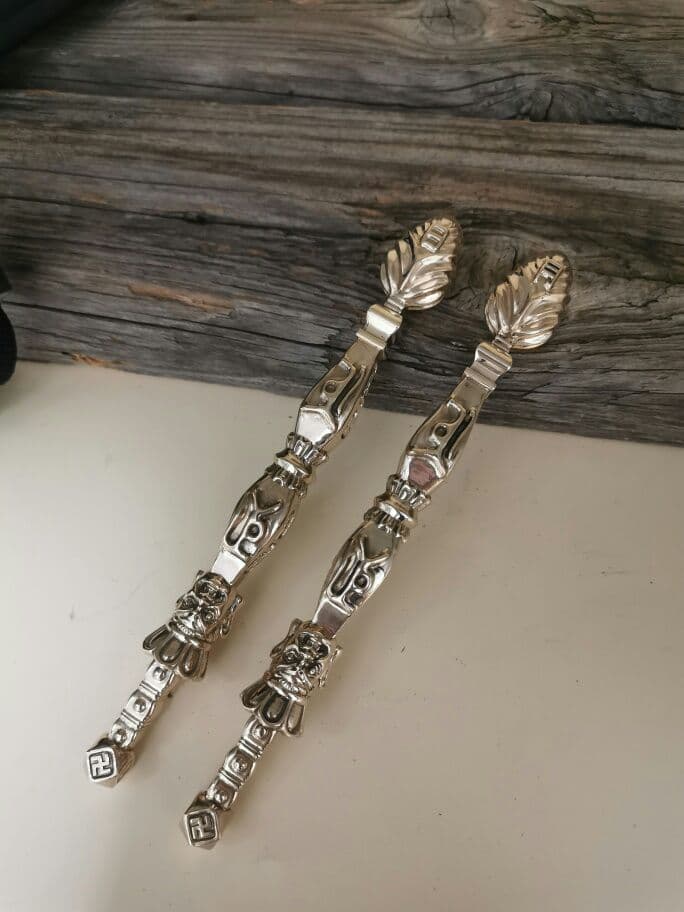 2点セット 日月杵 チベット密教法器 独鈷杵 金剛杵 真鍮製 vajra16cm