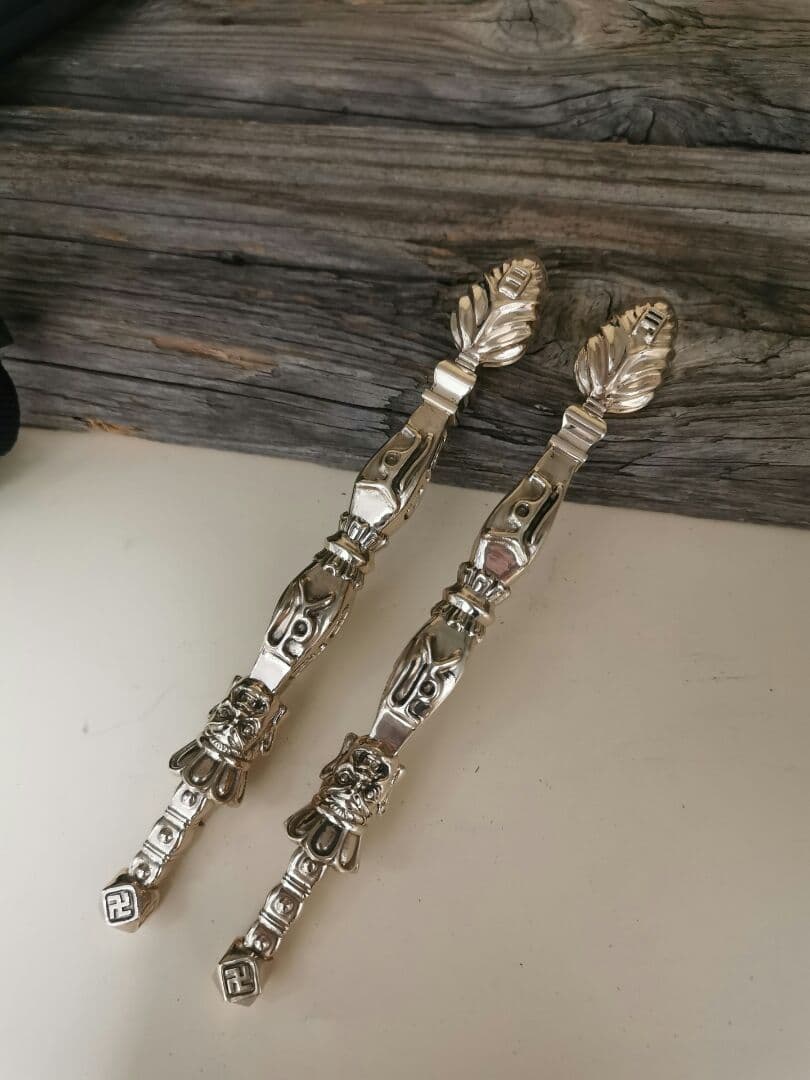 2点セット 日月杵 チベット密教法器 独鈷杵 金剛杵 真鍮製 vajra16cm