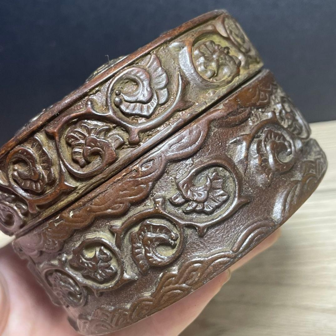 銅 細工 八宝開蓋香炉 香道具 墨盒 文房具 装飾品 工芸品 置物
