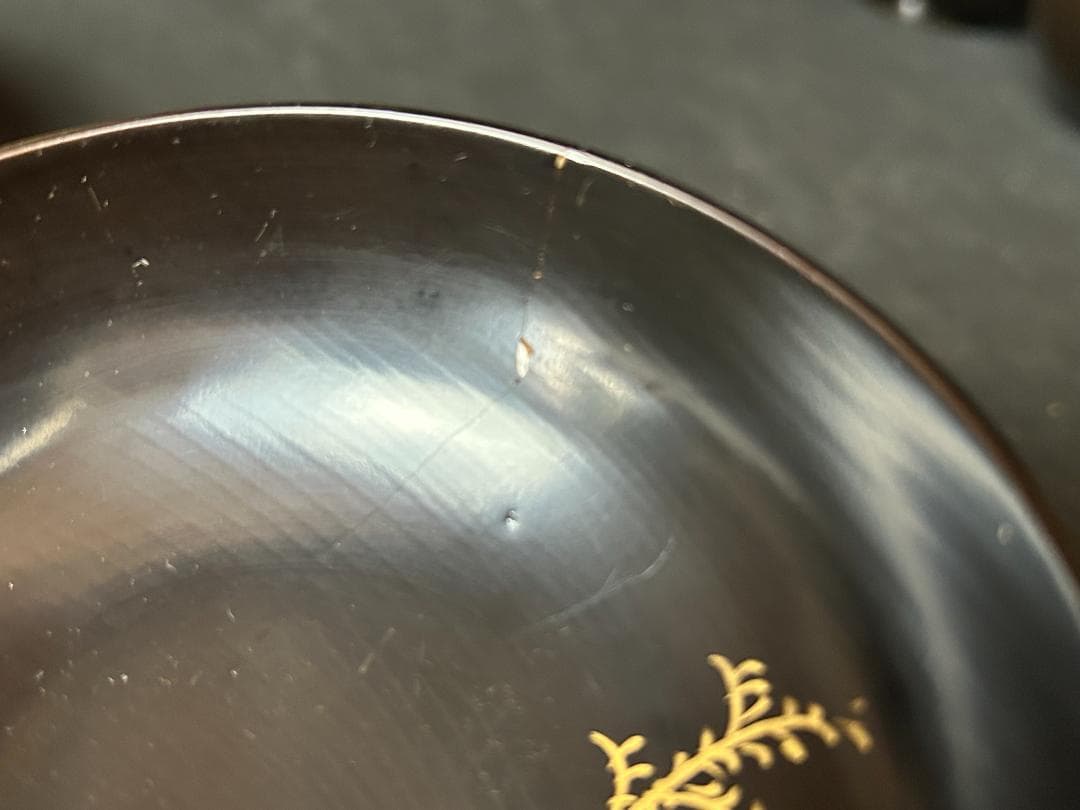 時代 輪島塗 本金蒔絵 絵替り 黒塗 天然木 吸物椀 9客 茶懐石道具980