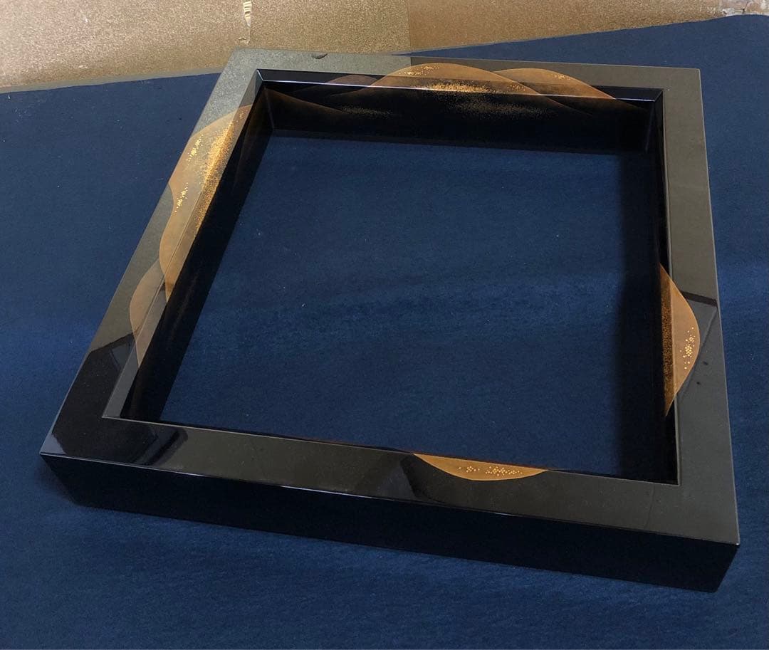 《R》茶道具 遠山蒔絵 炉縁 藤岡研斎 共布 共箱　260317A3