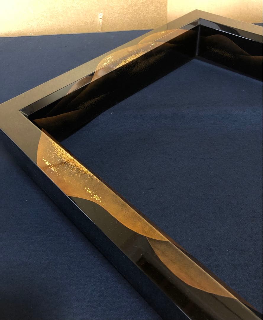 《R》茶道具 遠山蒔絵 炉縁 藤岡研斎 共布 共箱　260317A3
