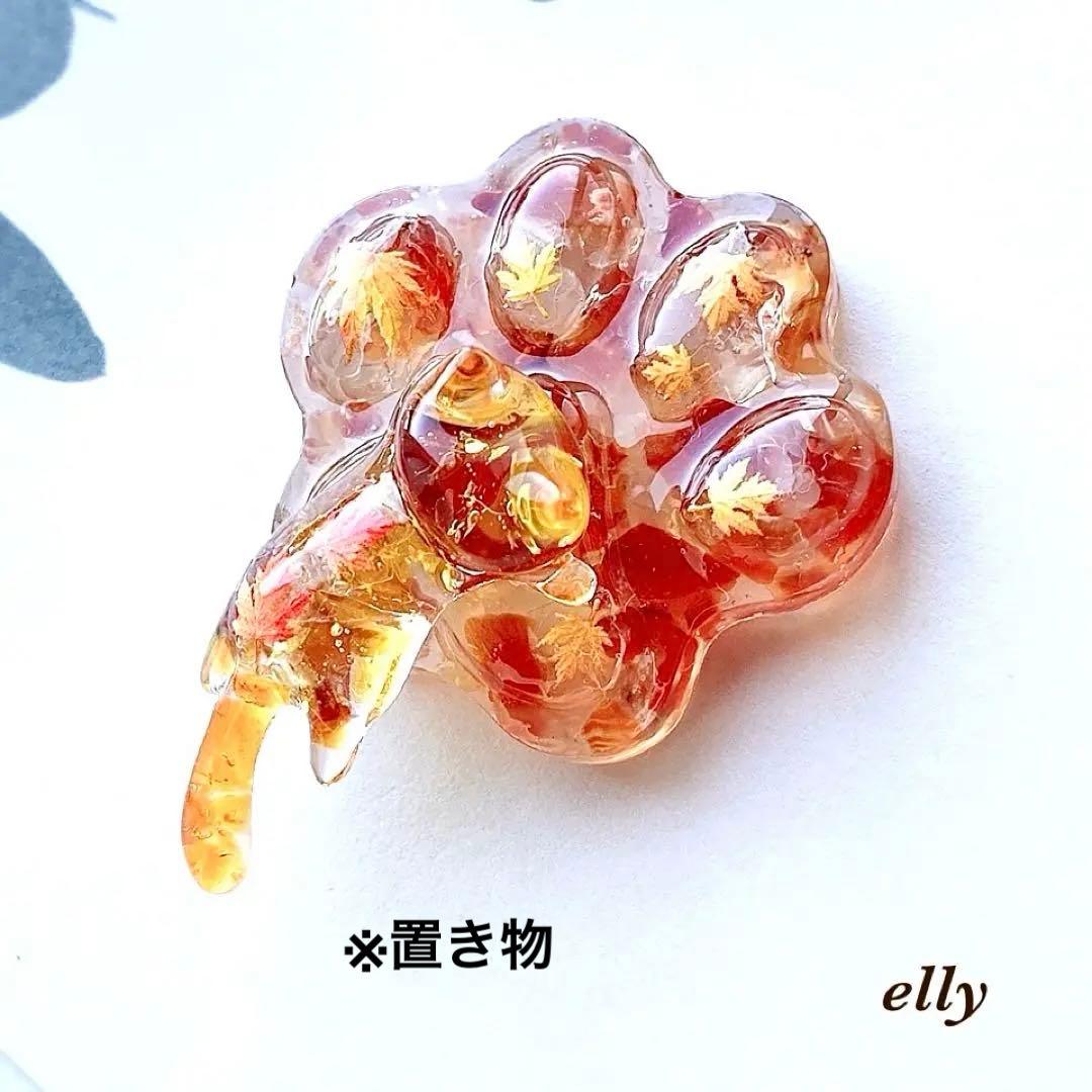 【sawasawa様】1484.天然石　琉球ガラス　金木犀　おすわり猫　レジン
