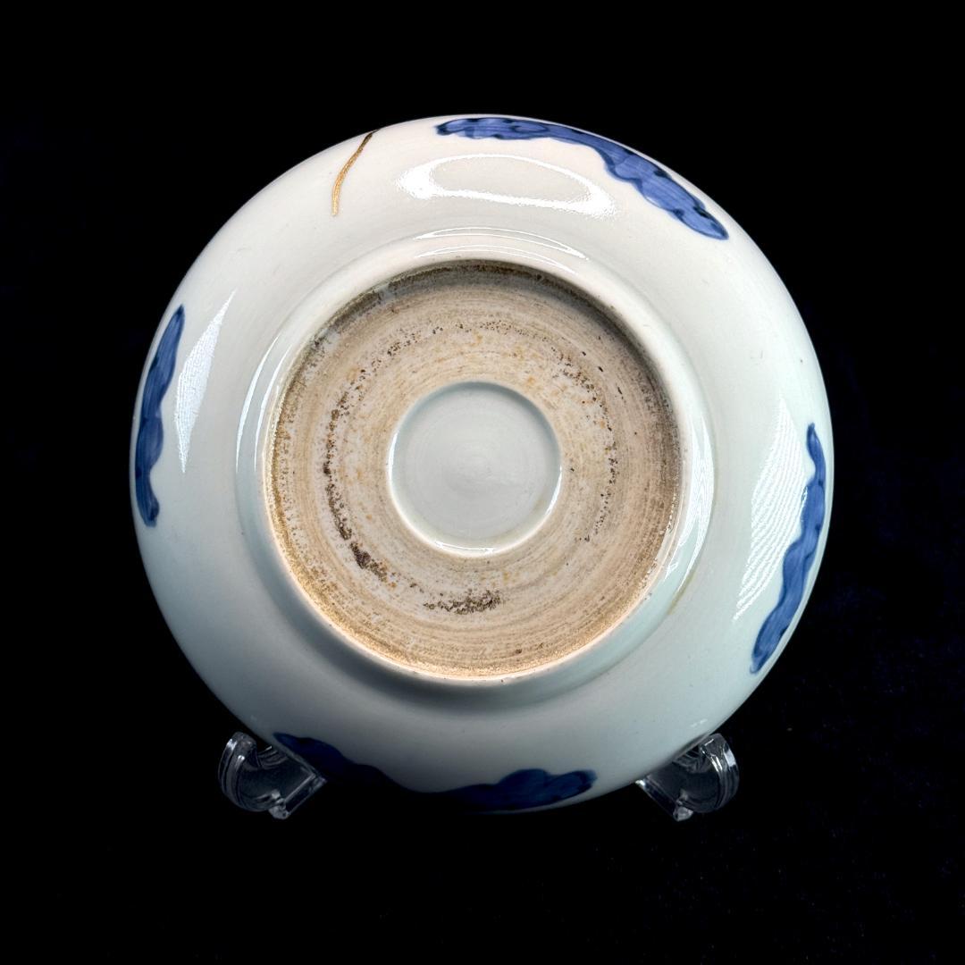江戸時代　古伊万里　染付鶴紋五寸皿　蛇の目高台　直径15㎝ 高さ3㎝