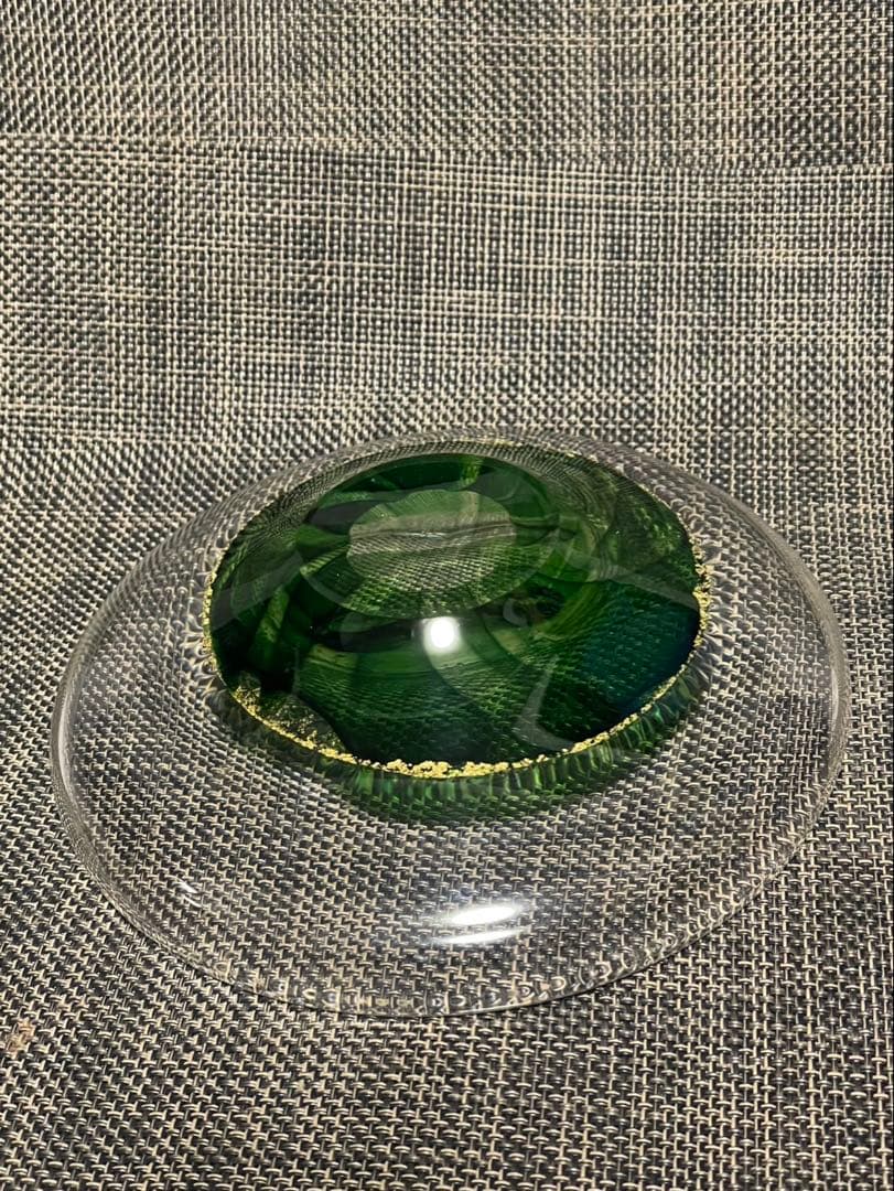 ガラス グリーン金箔 作家物風 浩 ガラスプレート