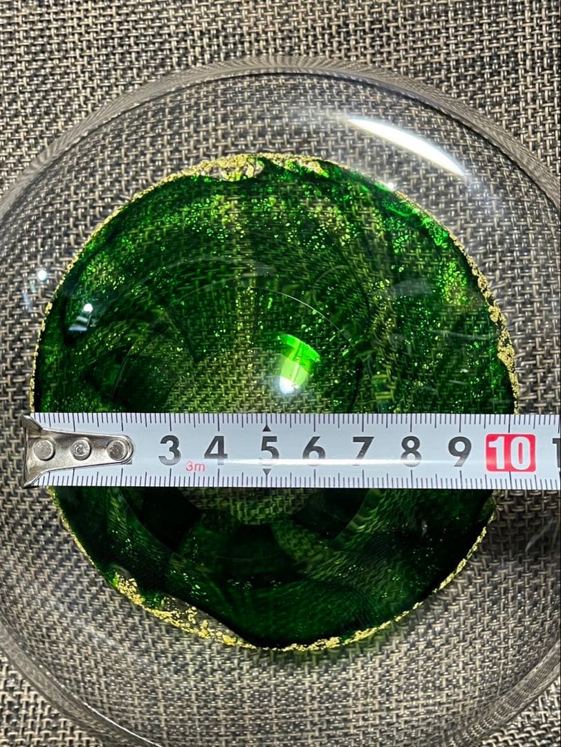 ガラス グリーン金箔 作家物風 浩 ガラスプレート