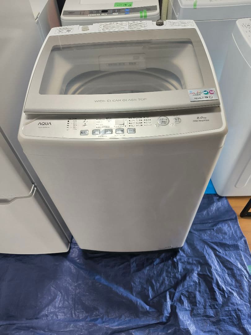 AQUA 縦型洗濯機 WIDE CLEAR GLASS TOP 8.0kg
