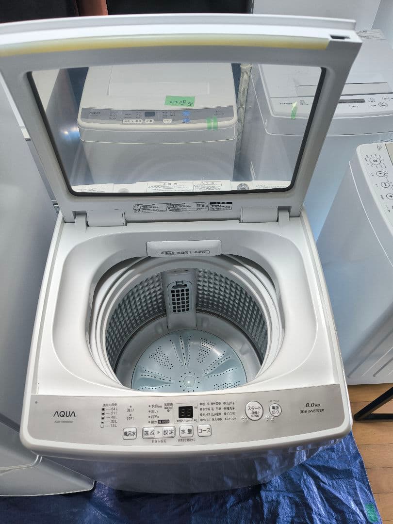 AQUA 縦型洗濯機 WIDE CLEAR GLASS TOP 8.0kg