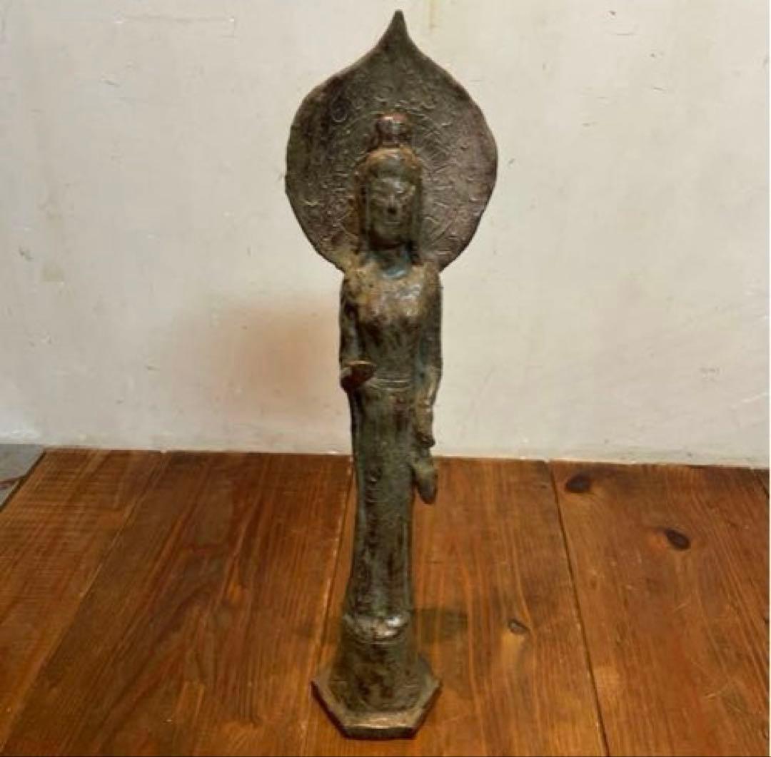 美品　陶芸　聖観音像　聖観世音菩薩　焼物　立像