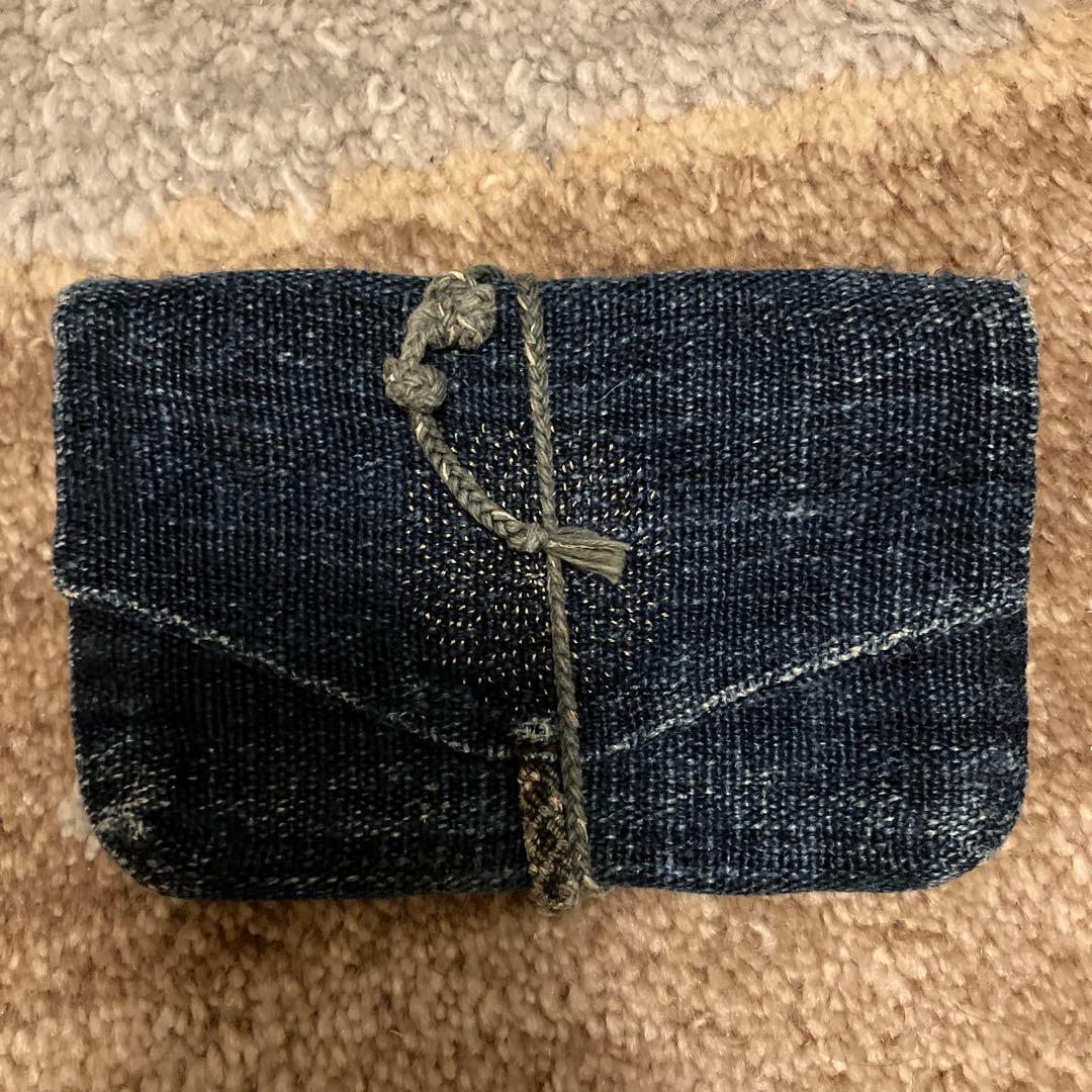 野原 藍染 ポーチ ケース 刺繍
