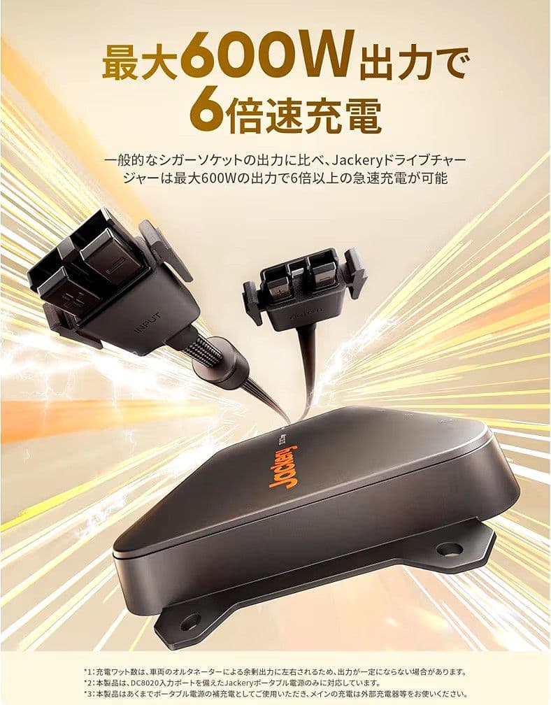 【新品未使用】Jackery・600W 走行充電器、ドライブチャージャー、車載用