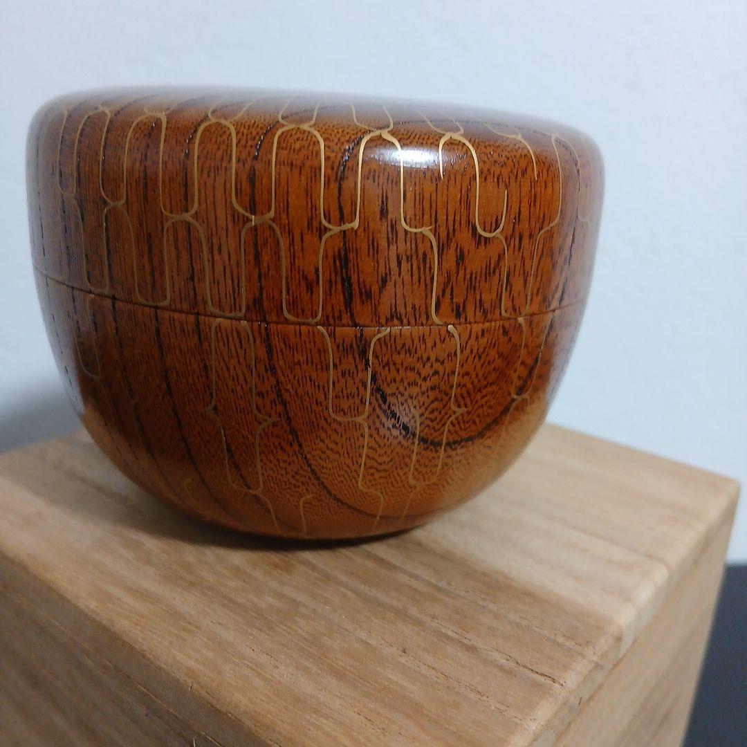 木製 茶道具 棗 筑良造　網目平棗