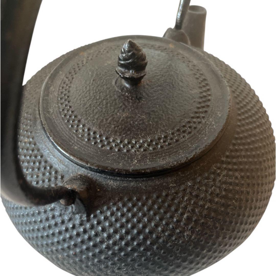 【水漏れなし確認済】鉄瓶 あられ模様 約1L 黒 レトロ 茶道具