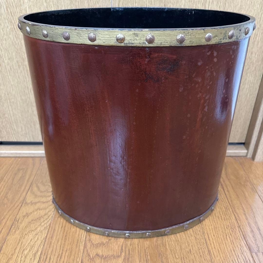 ヴィンテージ　木製　ゴミ箱　ダストボックス　トールペイント